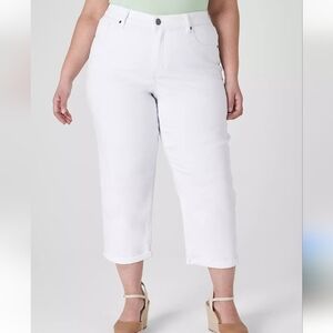 Lane Bryant sz 22 boyfriend fit white capri jeans WJ169